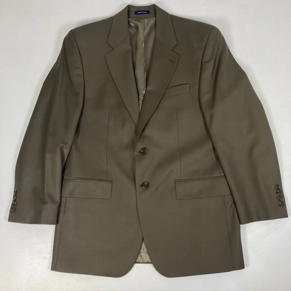 Chaps by Ralph Lauren Blazer Jacket Sz 40 R Wool / Cashmere  Beige Made Canada - Picture 10 of 13